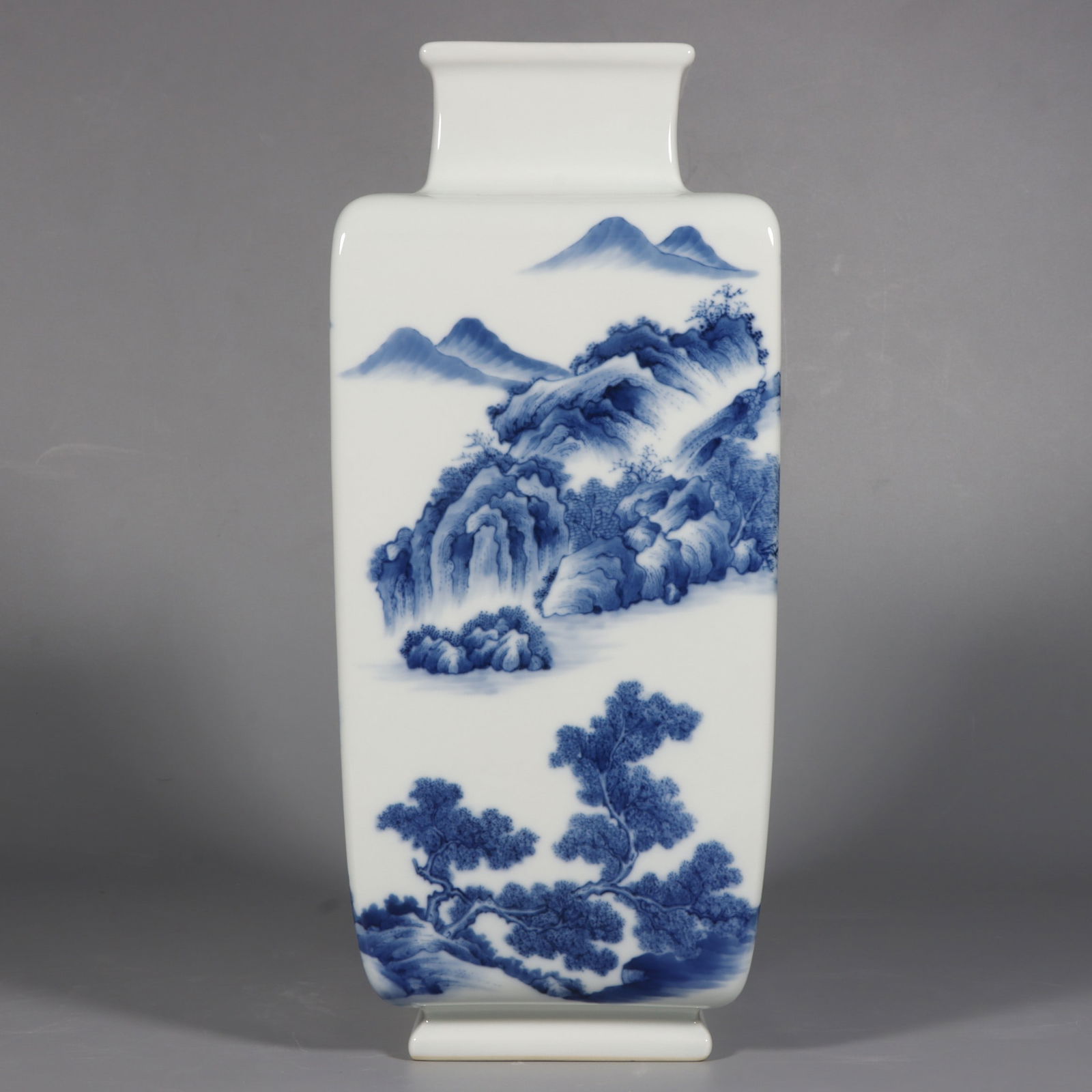 An Exquisite Blue and White Landscape and Figure Pattern Vase (1 of 9)
