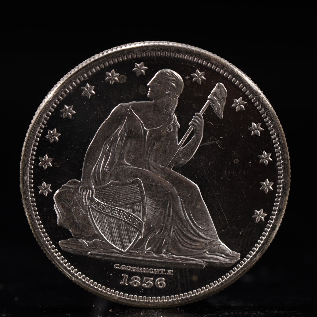 USA One Dollar 1856 Coin: American coin. IN GOD WE TRUST / LIBERTY / 1856 / UNITED STATES OF AMERICA / ONE DOL. Weight:26.9g.