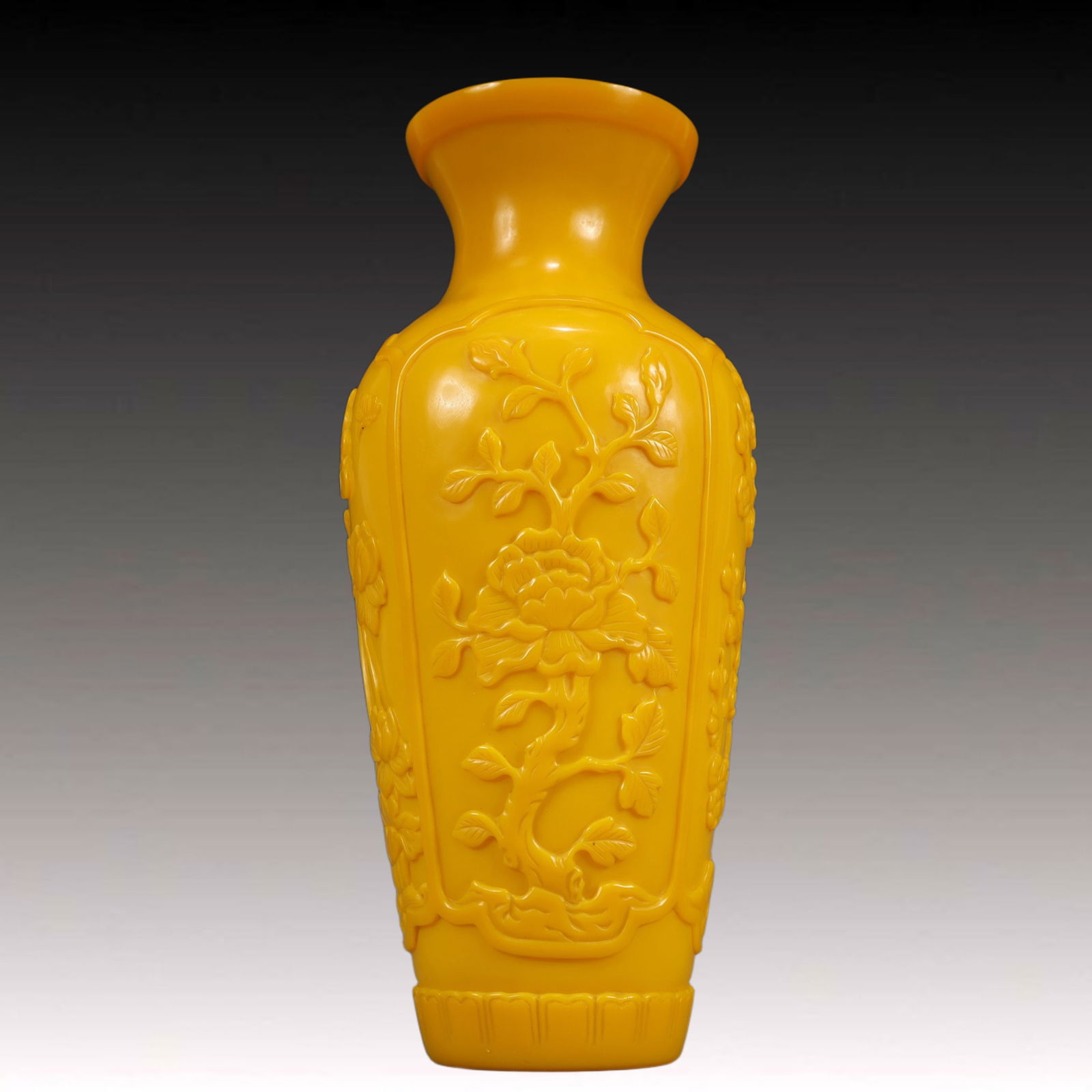 A Precious Coloured glaze Yellow Glazed Flower Pattern Vase (1 of 6)