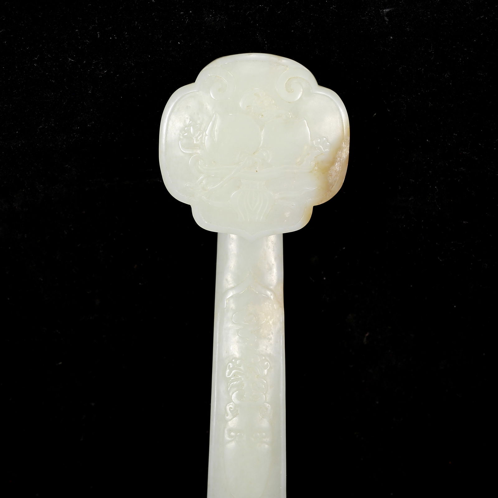 A Rare White Jade Peach Pattern Ruyi - 2