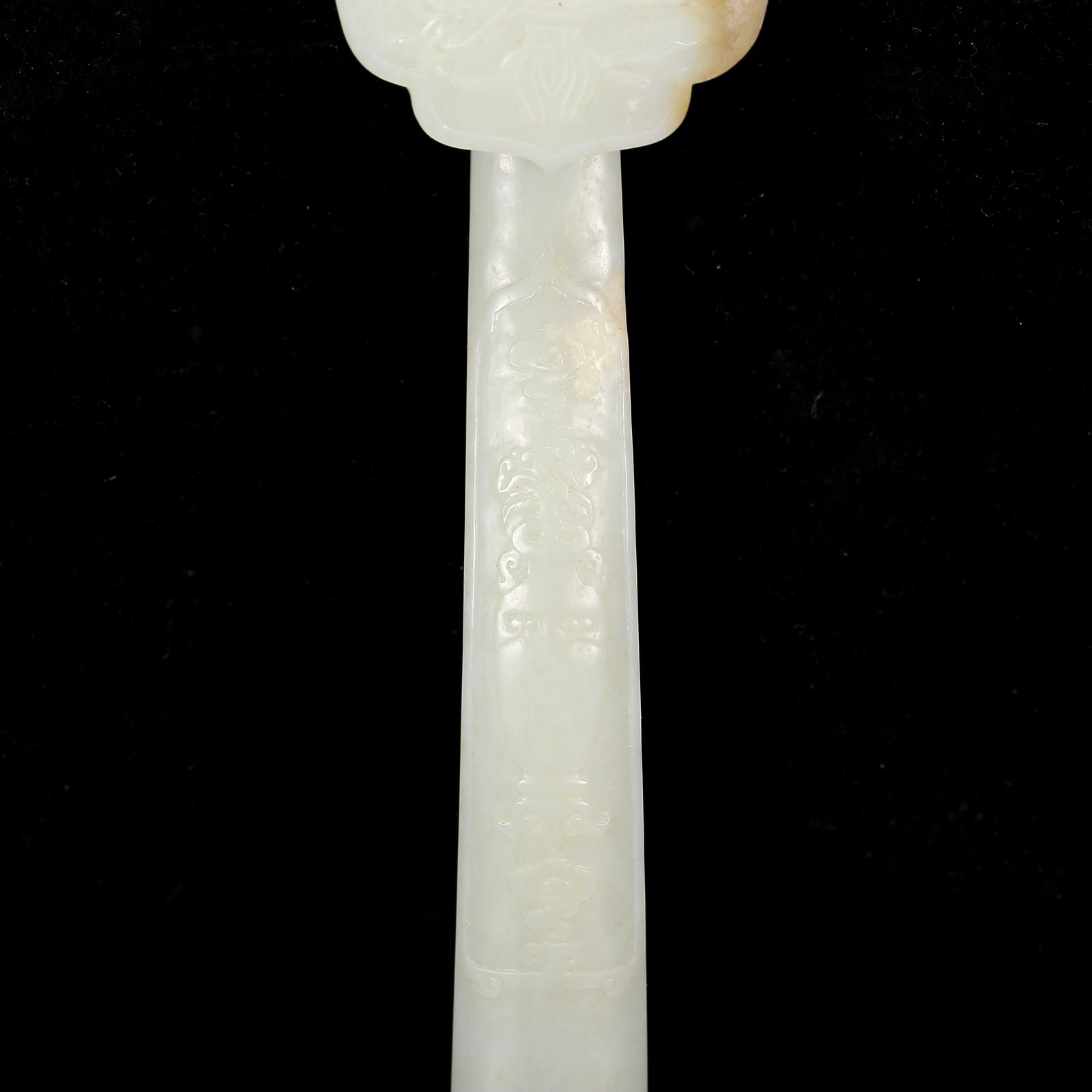 A Rare White Jade Peach Pattern Ruyi - 3