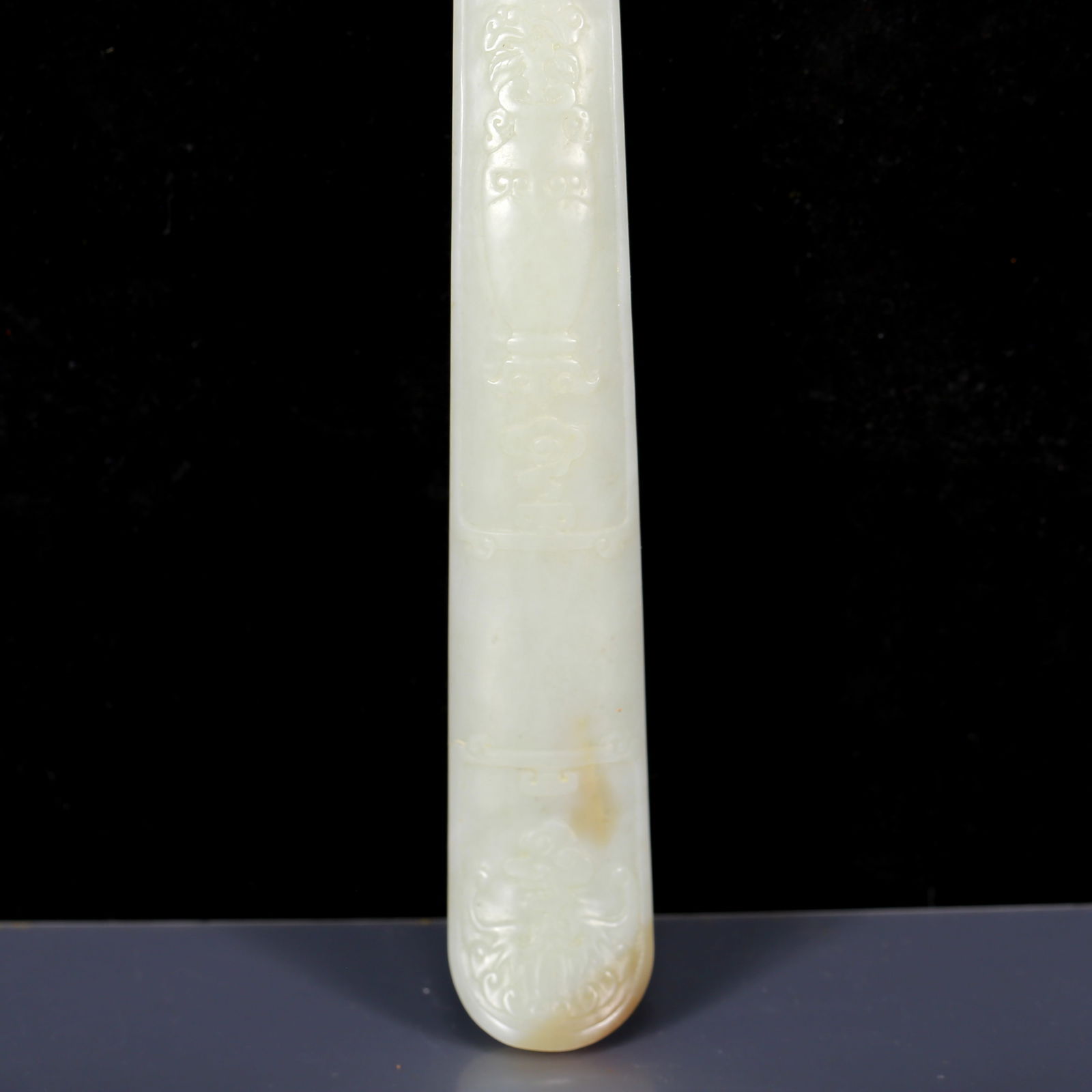 A Rare White Jade Peach Pattern Ruyi - 4