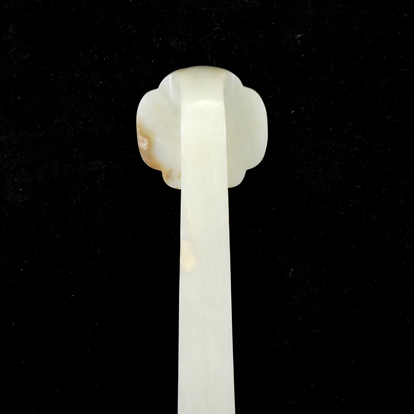 A Rare White Jade Peach Pattern Ruyi - 5