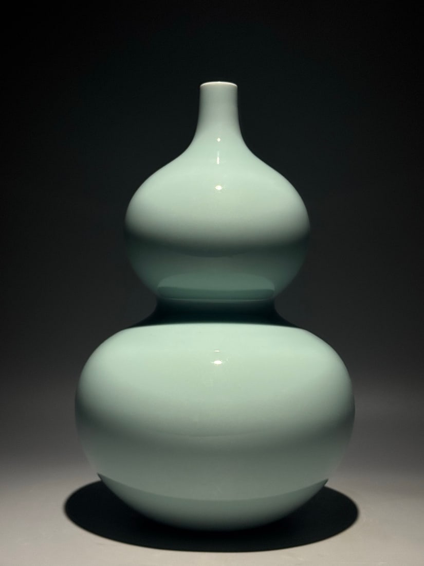 An Exquisite Sky Blue Glazed Gourd-Shaped Vase (1 of 9)