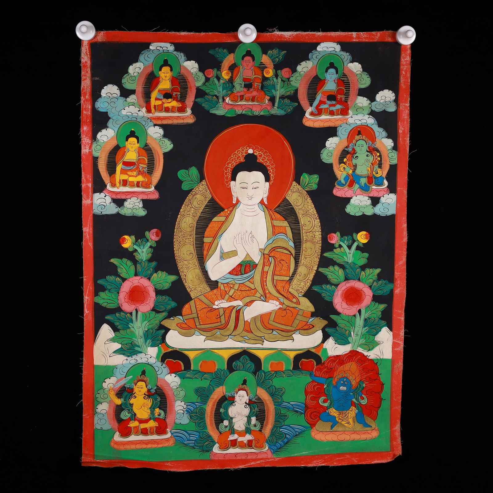 A Rare Brocade Painted Color Statue of Sakyamuni Tangka (1 of 8)