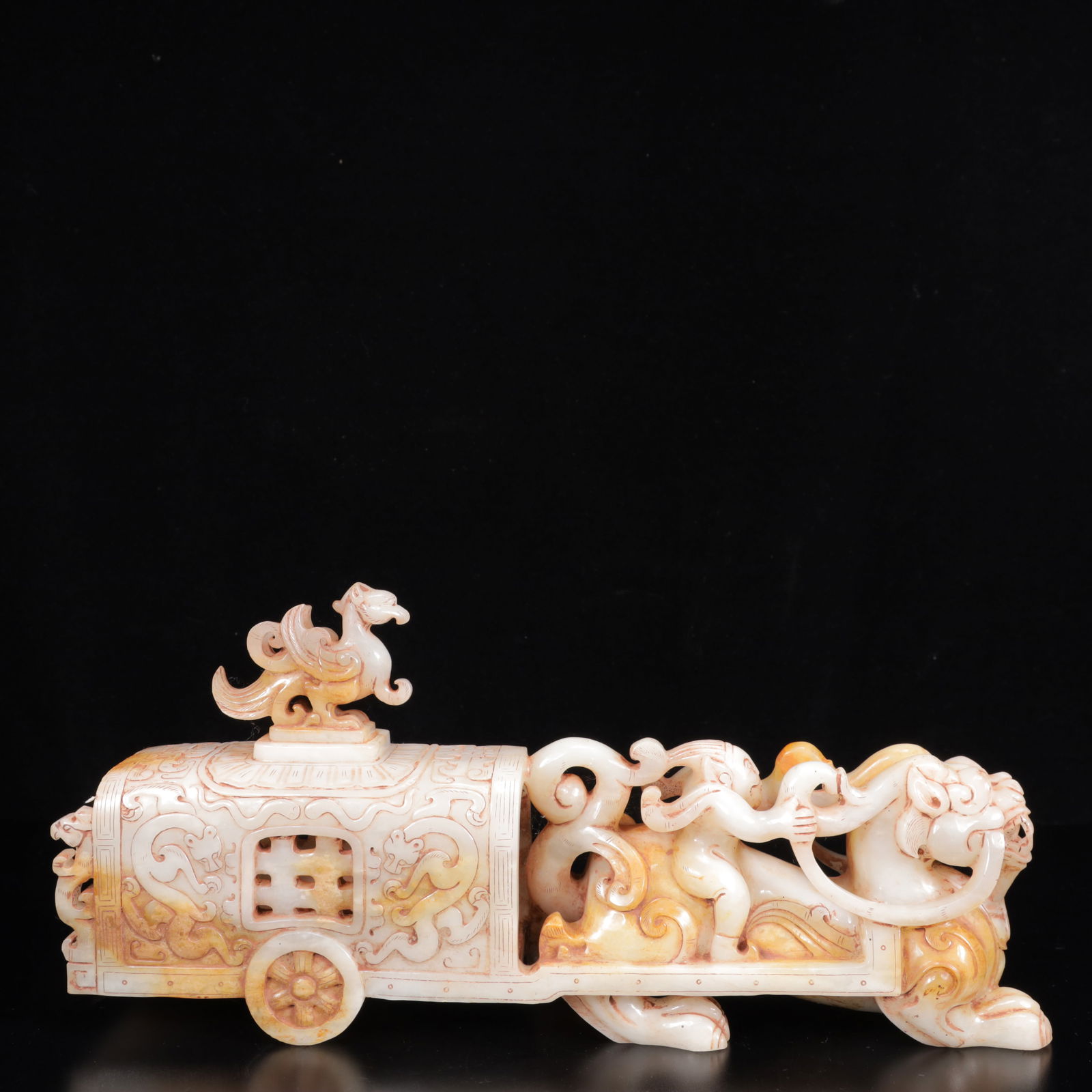 An Exquisite White Jade Auspicious Beast Carriage (1 of 12)