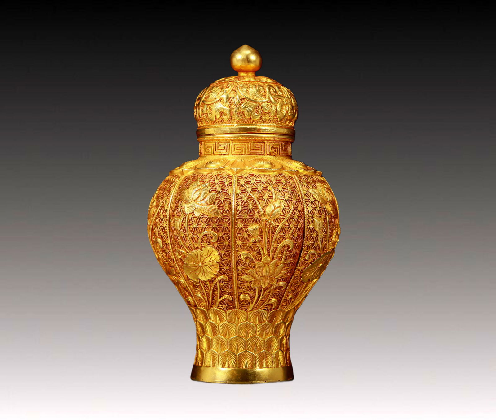 An Exquisite Gilt Bronze Lotus Pattern Bottle (1 of 6)