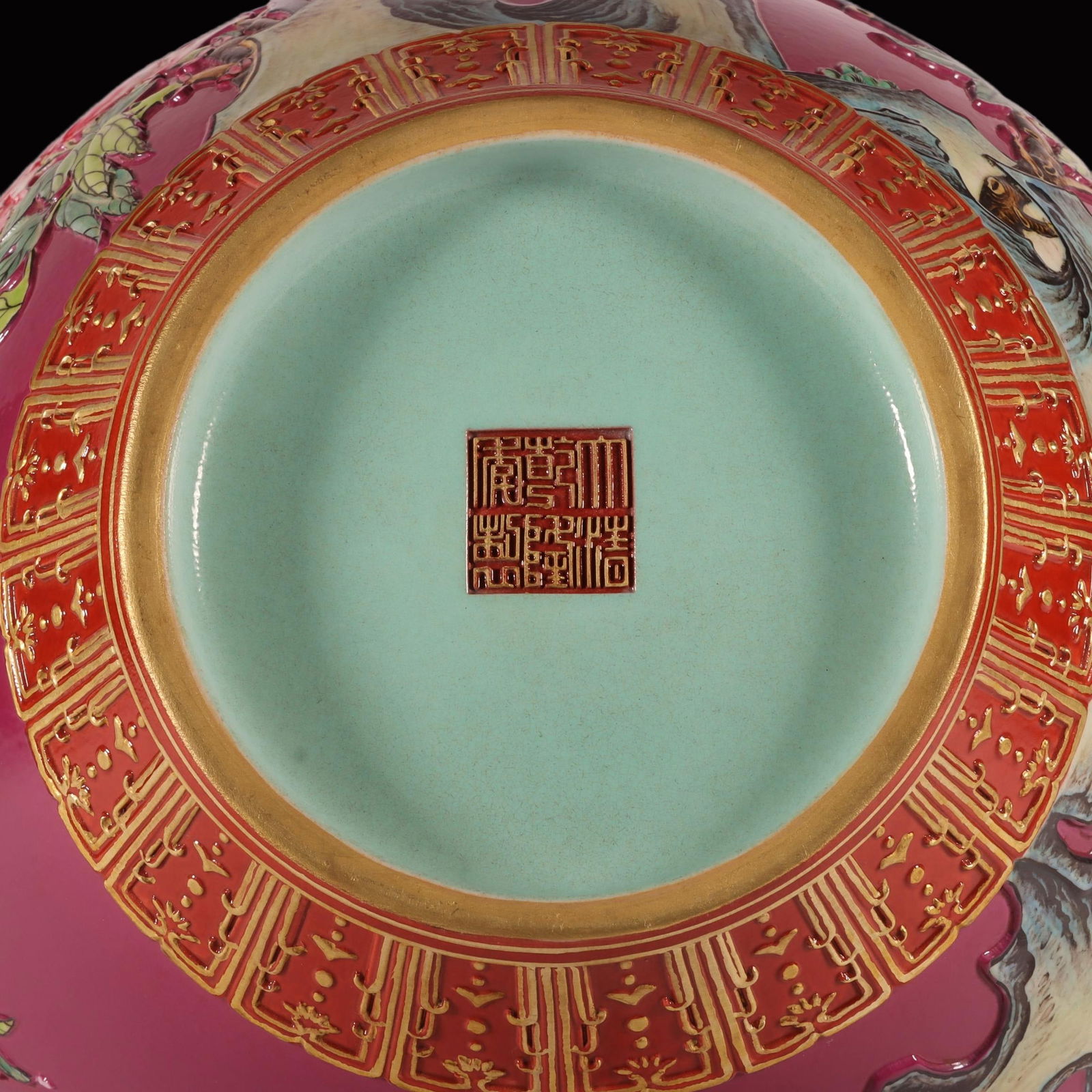 A Rare Enamel Ruby Red-Glazed Flower and Bird Pattern Vase - 9