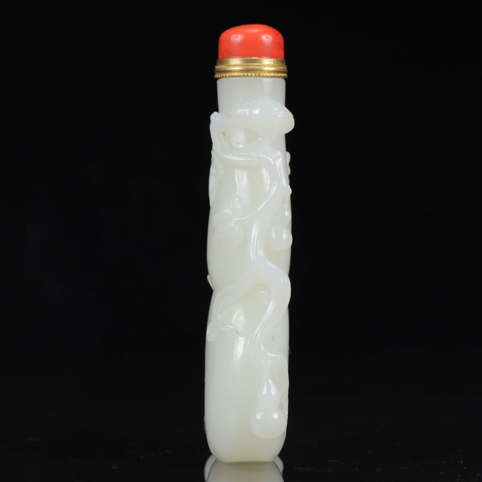 An Exquisite White Jade Gourd Pattern Snuff Bottle - 5