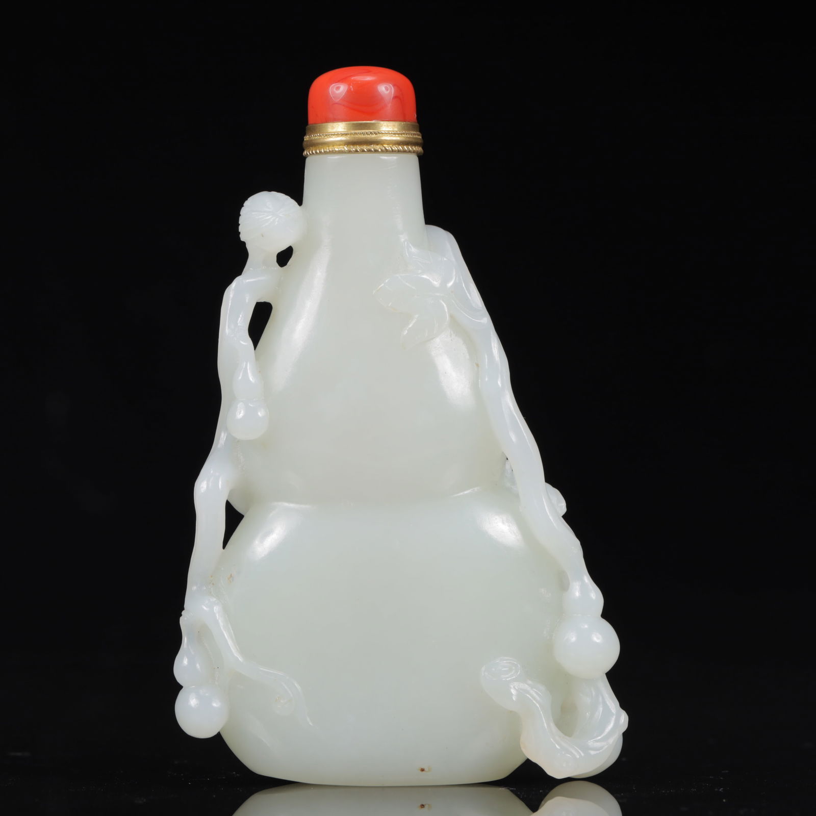 An Exquisite White Jade Gourd Pattern Snuff Bottle - 7