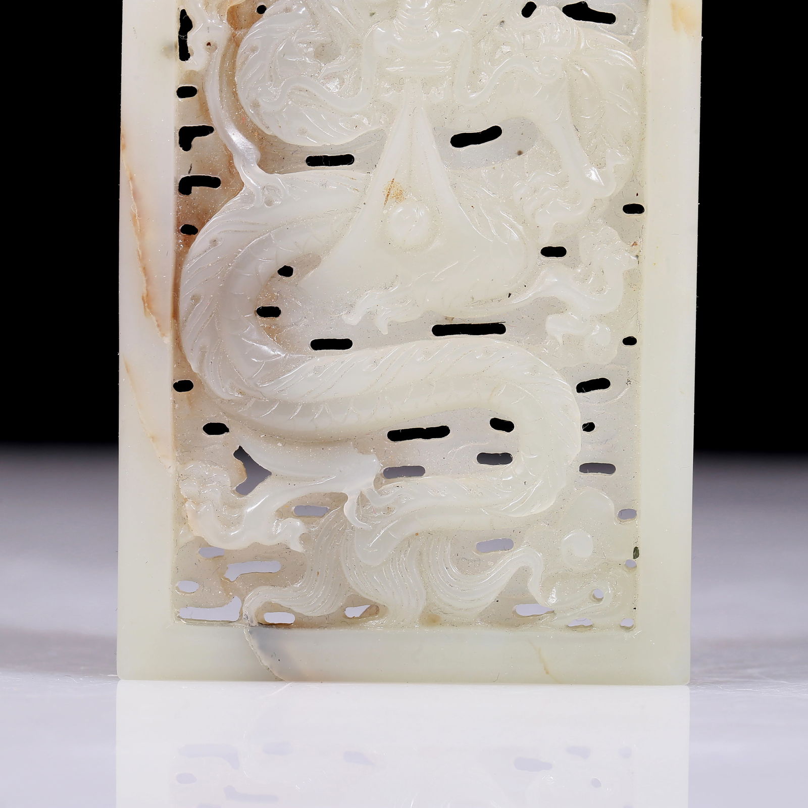 An exquisite white jade dragon pattern plaque - 3