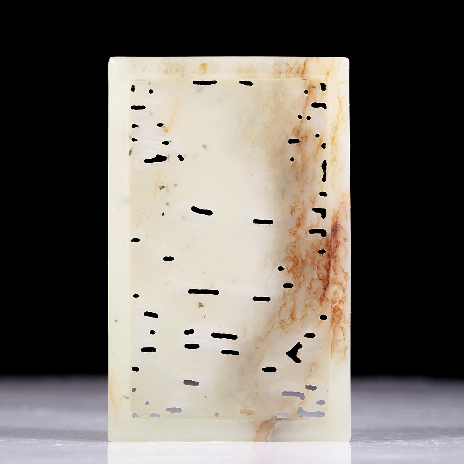 An exquisite white jade dragon pattern plaque - 6