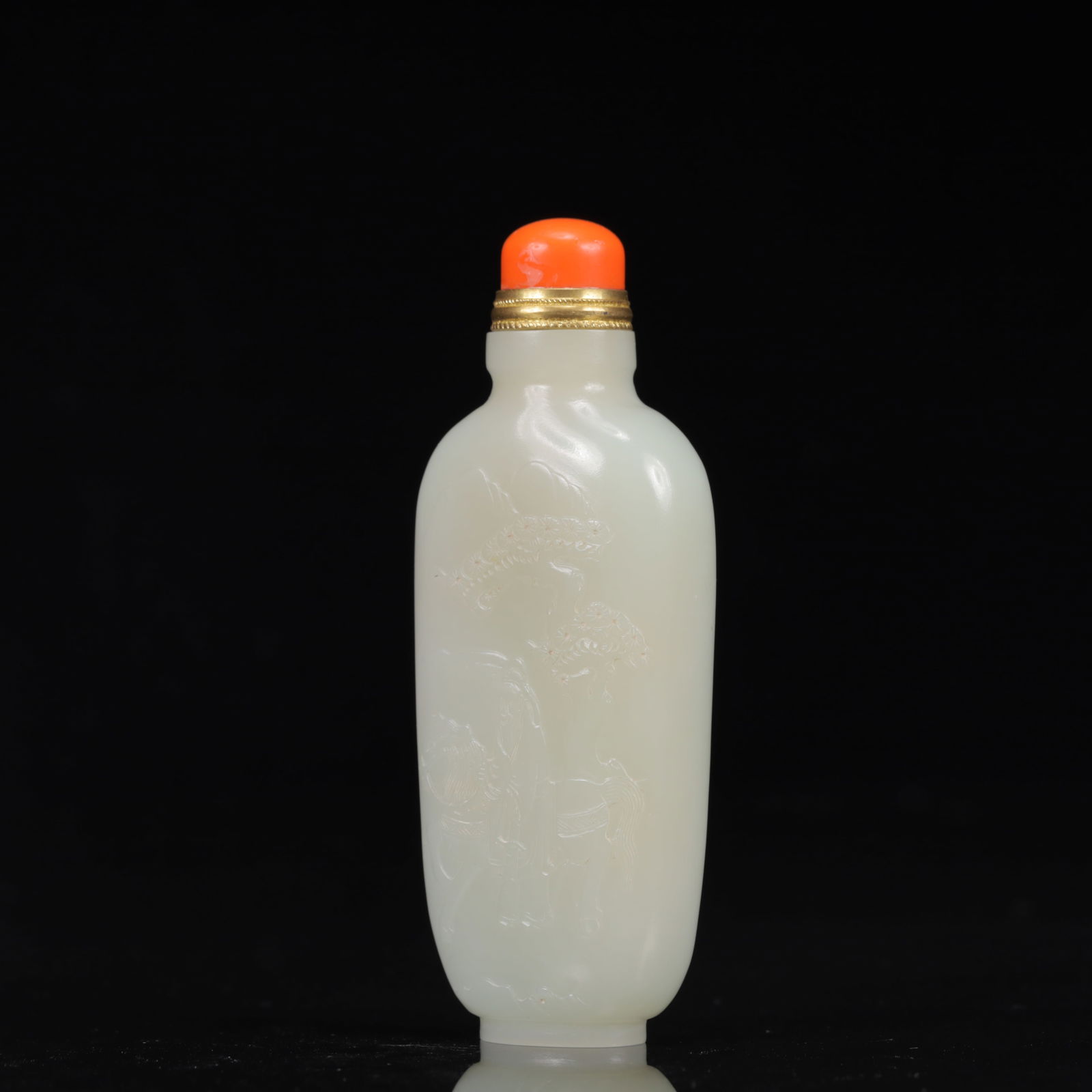 An Exquisite White Jade Figure Pattern Snuff Bottle - 2