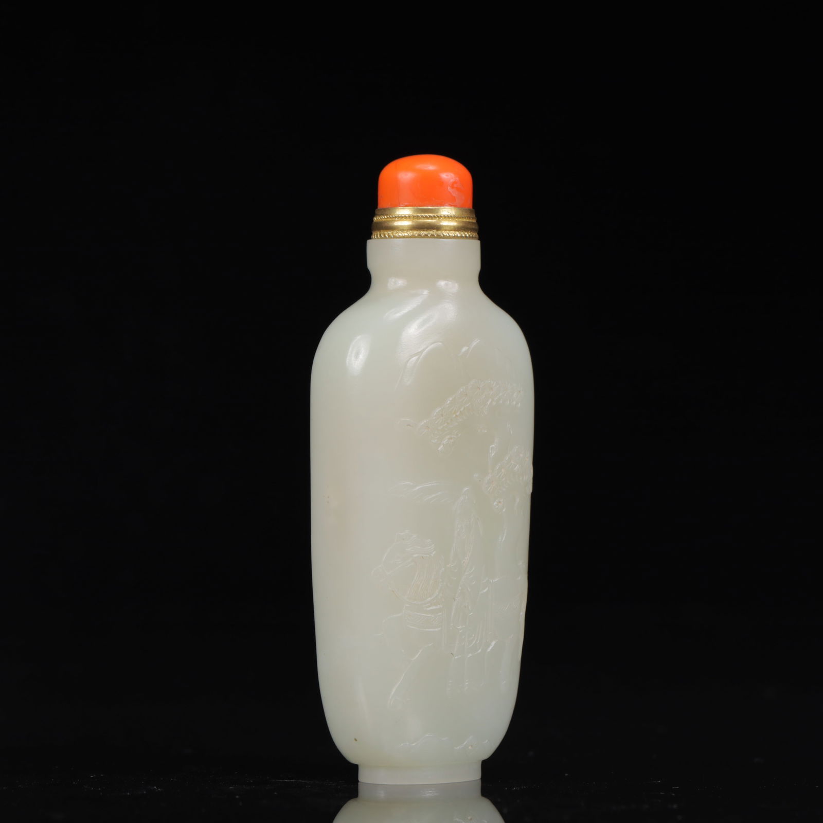 An Exquisite White Jade Figure Pattern Snuff Bottle - 3
