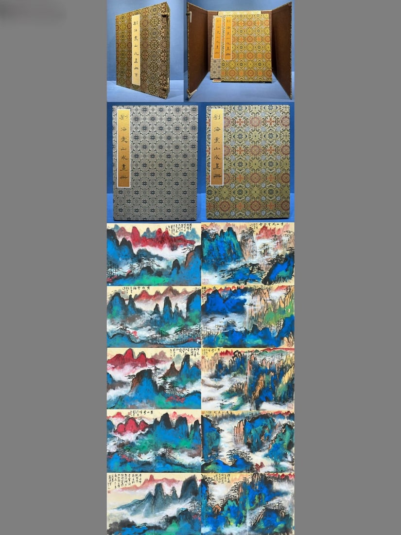 A Set of Chinese Album Ink Painting of Landscape on Paper: A Set of Chinese Album Ink Painting of Landscape on Paper,Liu Haisu,Size:(Album)9.8inx13.4in,(Without Frame)19.7inx13.4in 一套中国水墨山水画ࠧ