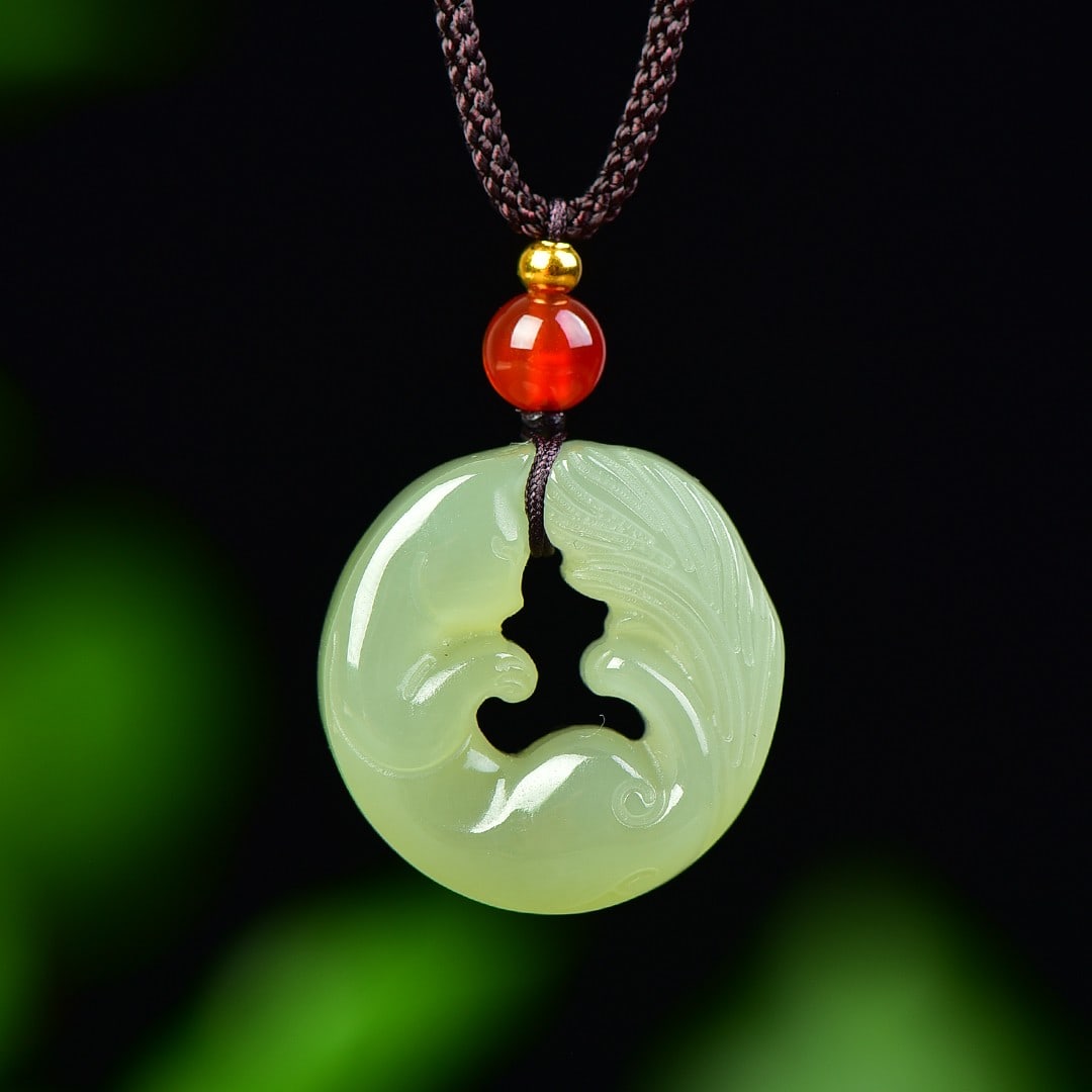 An Exquisite Greenish Jade Fox Pendant (1 of 3)