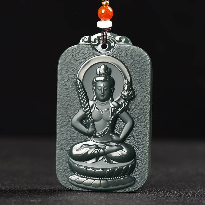 An Exquisite Cyan jade Statue of Bodhisattva Pendant: An Exquisite Cyan jade Statue of Bodhisattva Pendant,Size:2.5inx1.5inx0.3in 青玉菩萨像挂件