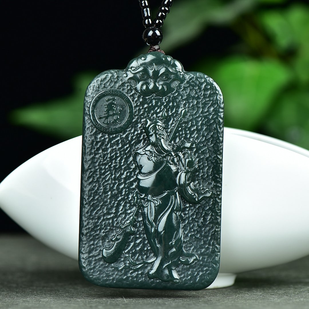 An Exquisite Sapphire Guangong and Dragon Pattern Pendant (1 of 5)