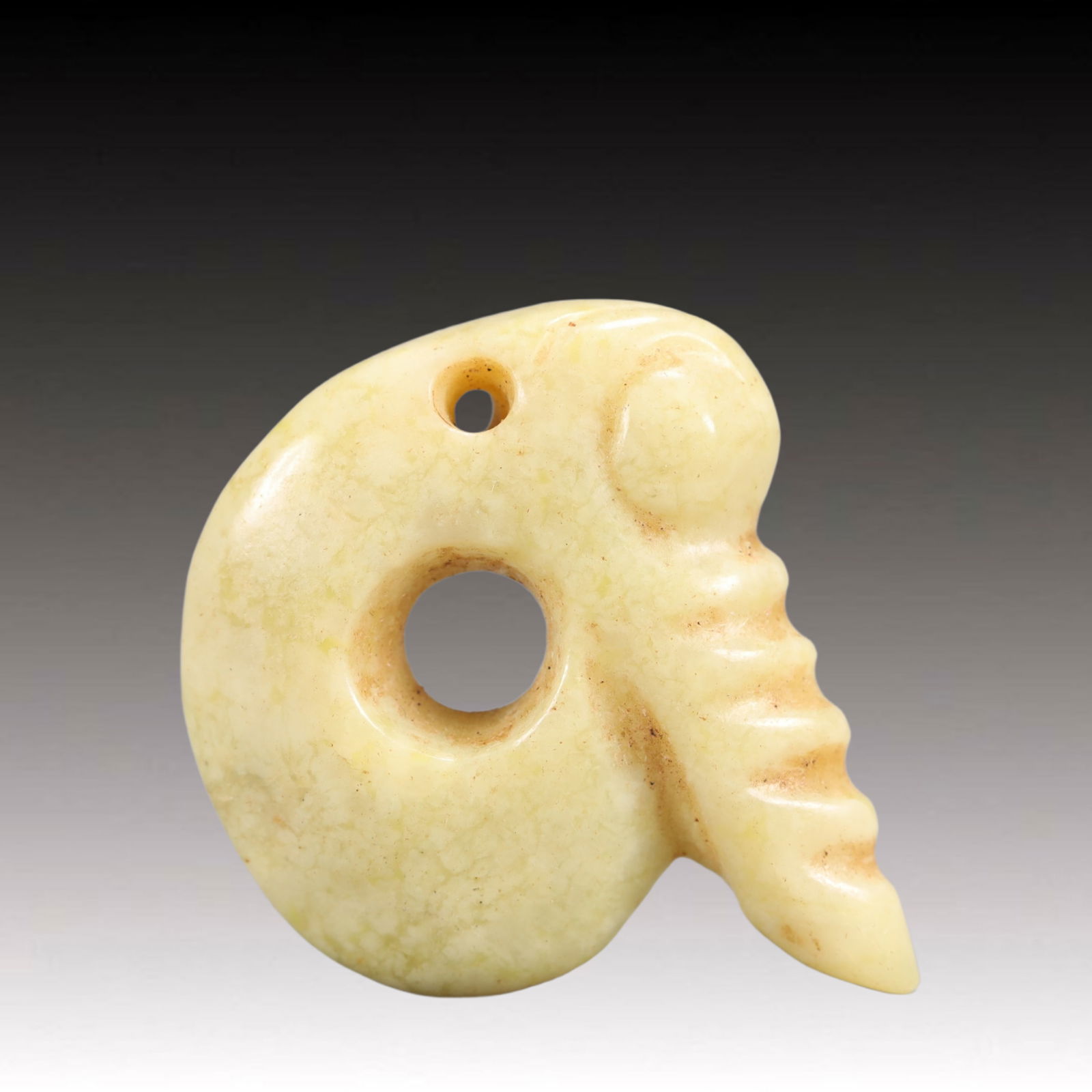 An Archaic Hongshan Culture Yellow Jade Pendant (1 of 6)