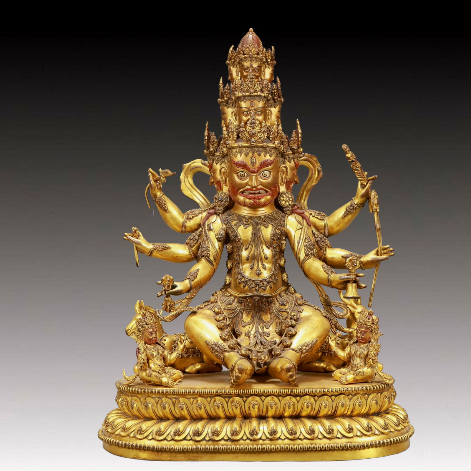 A Solemn Gilt Bronze Statue of Vajra: A Solemn Gilt Bronze Statue of Vajra,Ming Dynasty, China,Size:17.7inx11inx24in,Weight:29800g 铜鎏金金刚像,中国明代