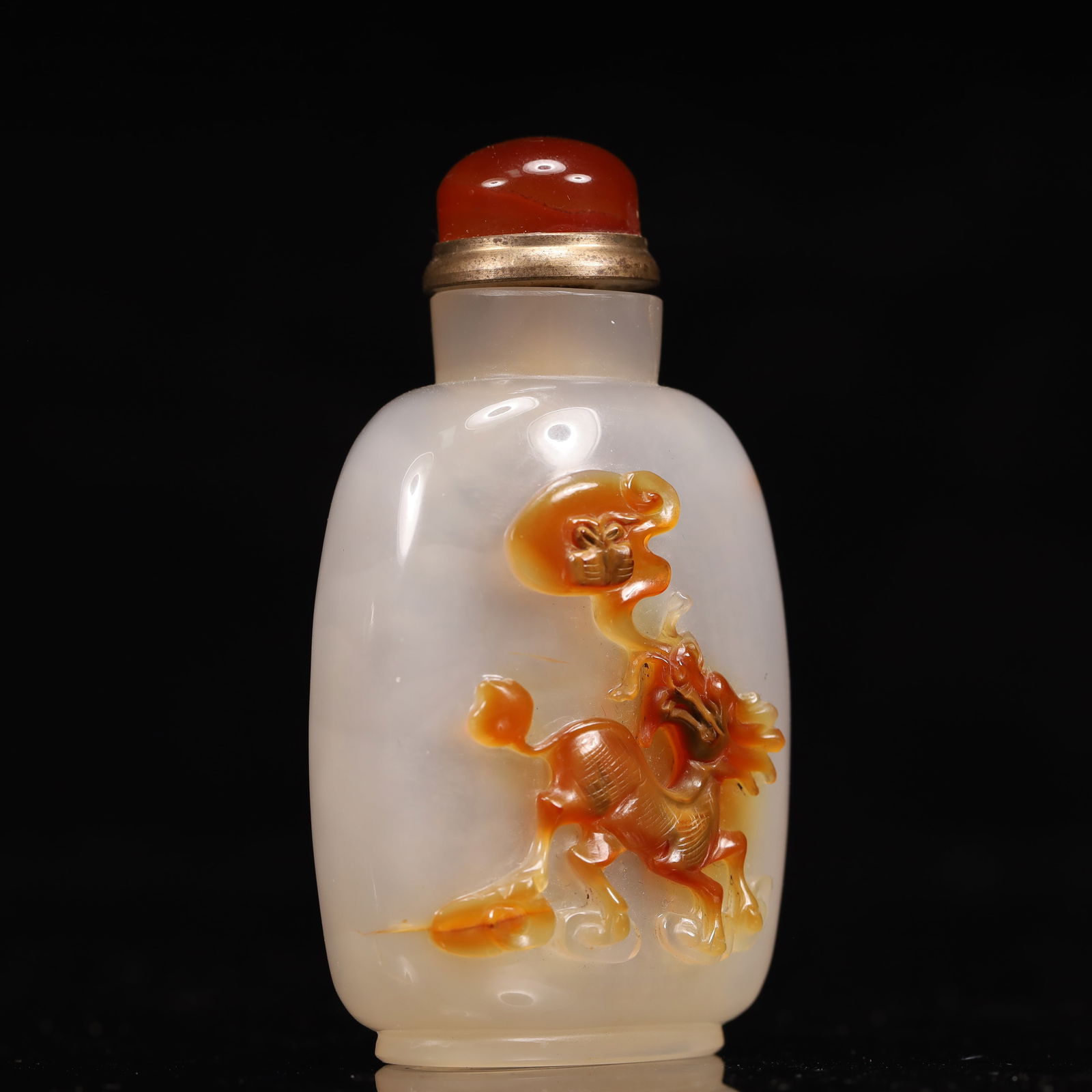 An Exquisite Agate Auspicious Beast Pattern Snuff Bottle - 3