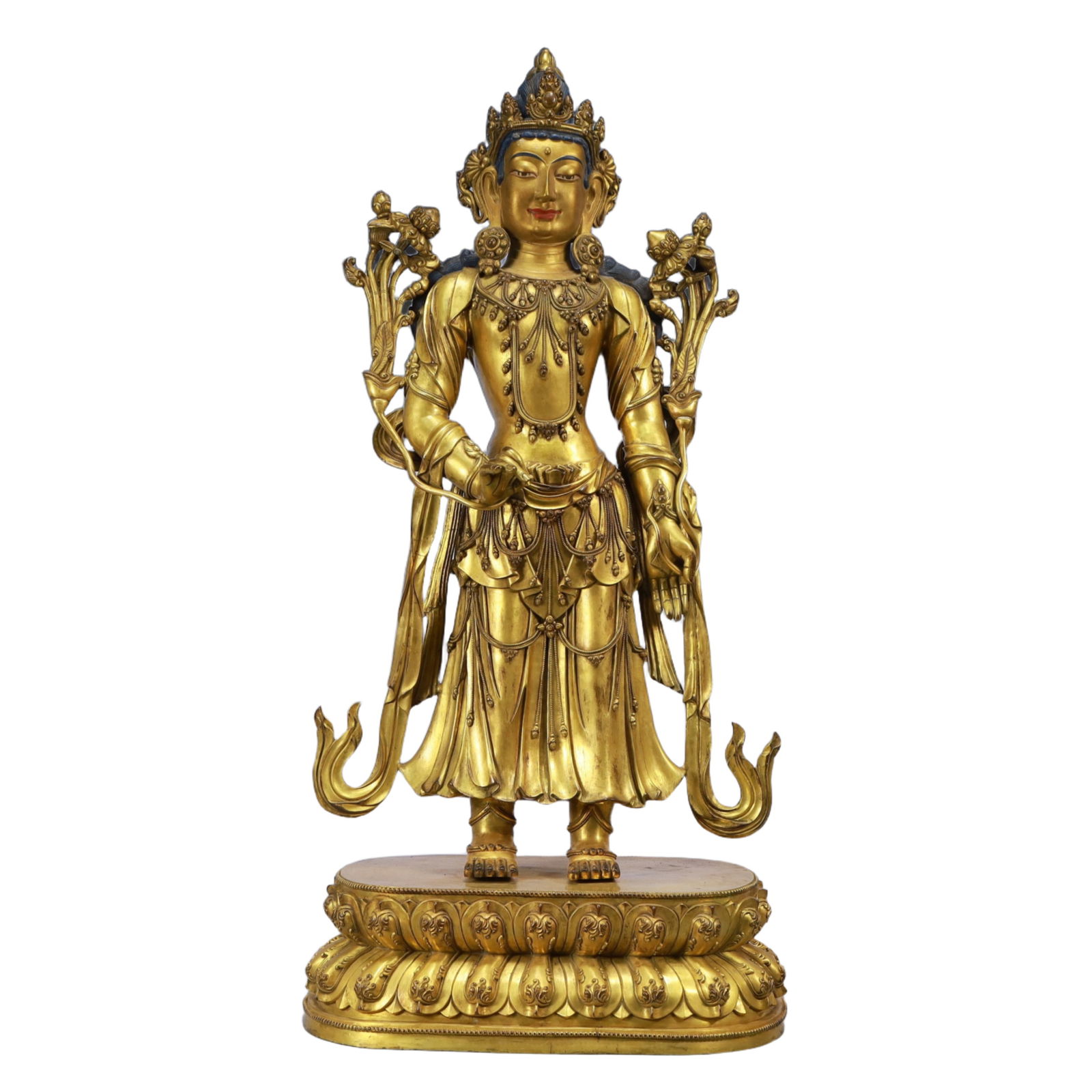 A Solemn Gilt Bronze Statue of Avalokitesvara (1 of 12)
