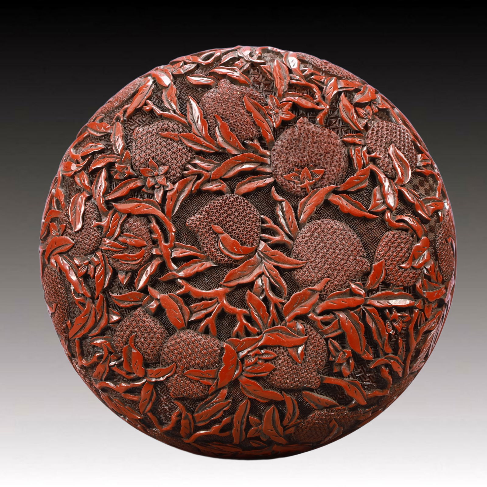 An Exquisite Carved Red Lacquer Peach Pattern Box - 4