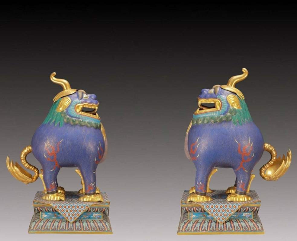 A Pair of Huge Cloisonne Unicorn Ornaments (1 of 14)