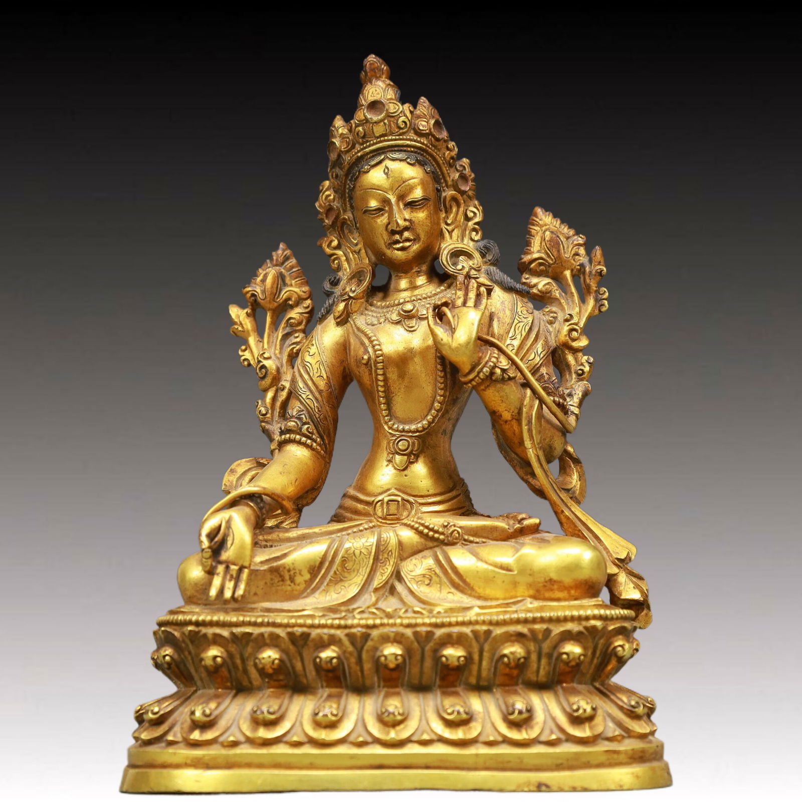A Solemn Gilt Bronze Statue of Tara (1 of 8)