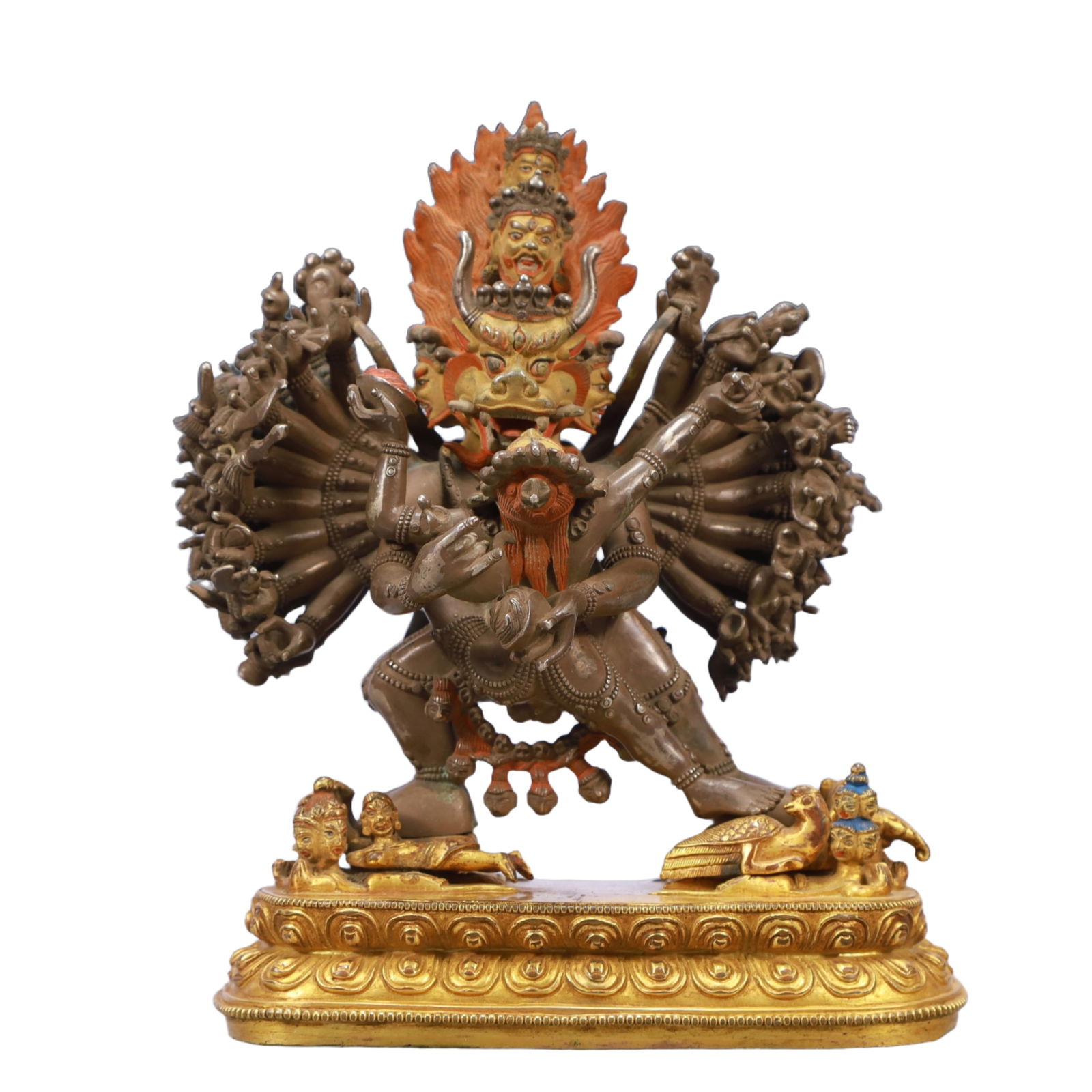 A Solemn Gilt Bronze Statue of Yamantaka (1 of 9)