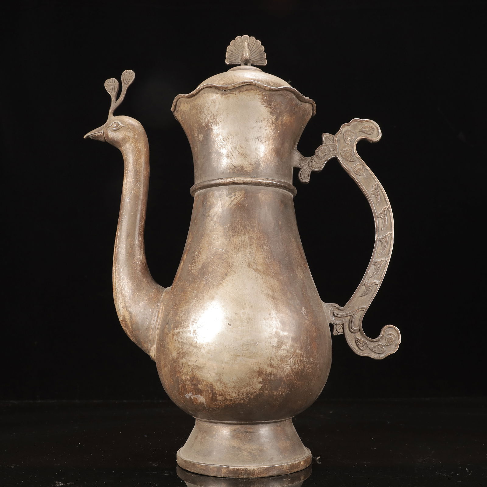 A Huge Silver Peacock Pattern Ewer - 9