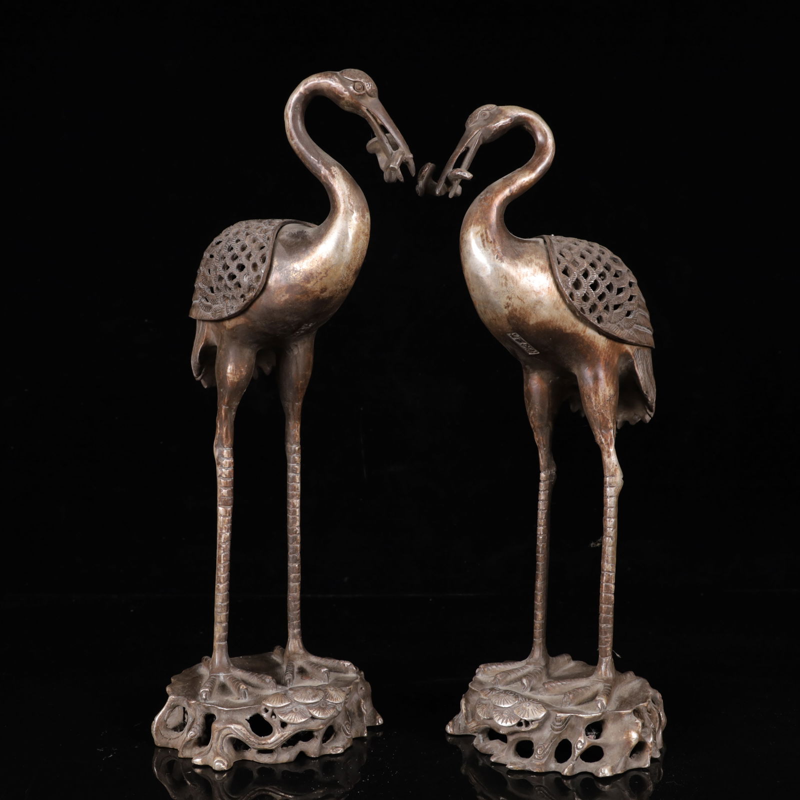 A Pair of Exquisite Silver Crane Ornaments (1 of 18)