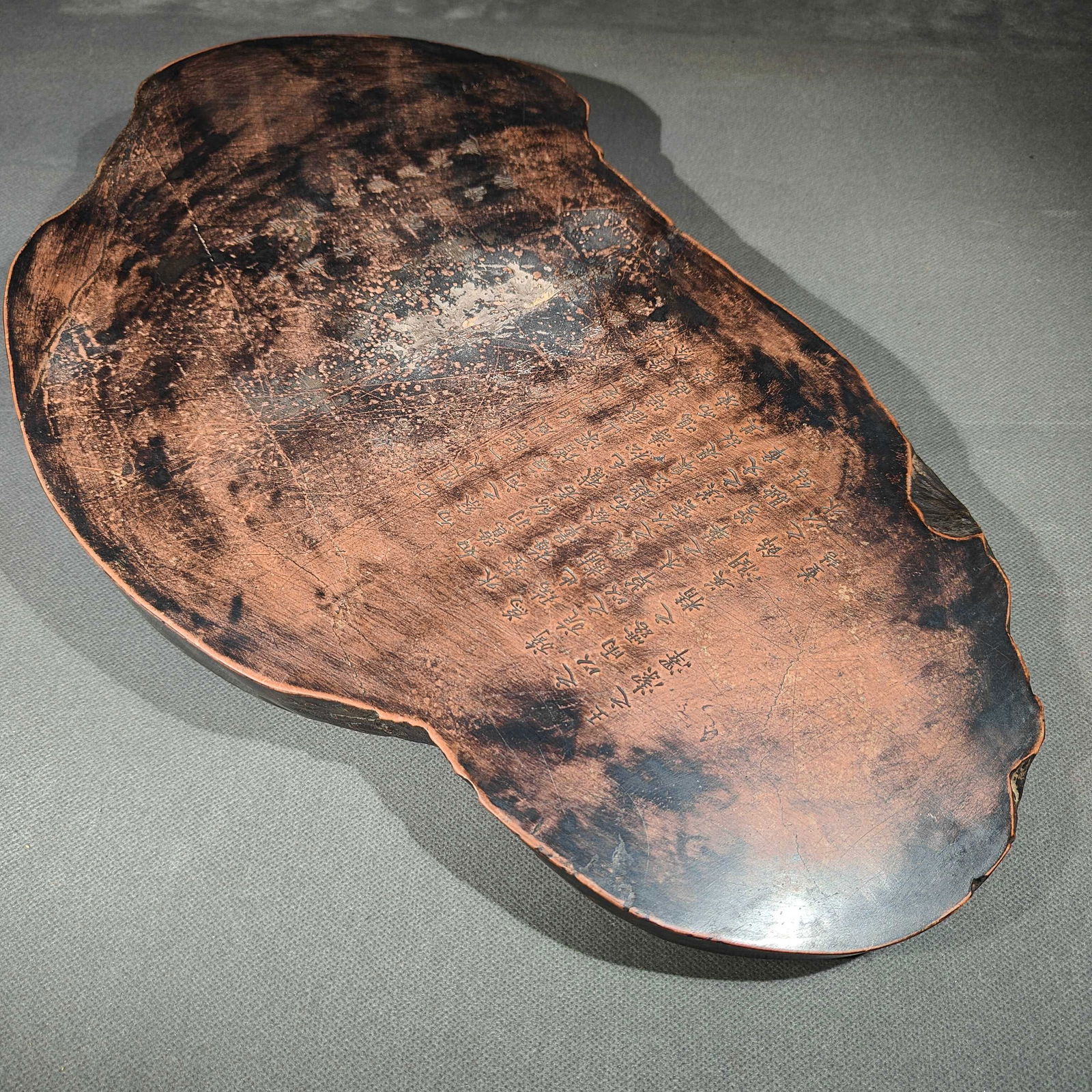 A Huge Rooster Pattern Inkstone,With Poem - 9