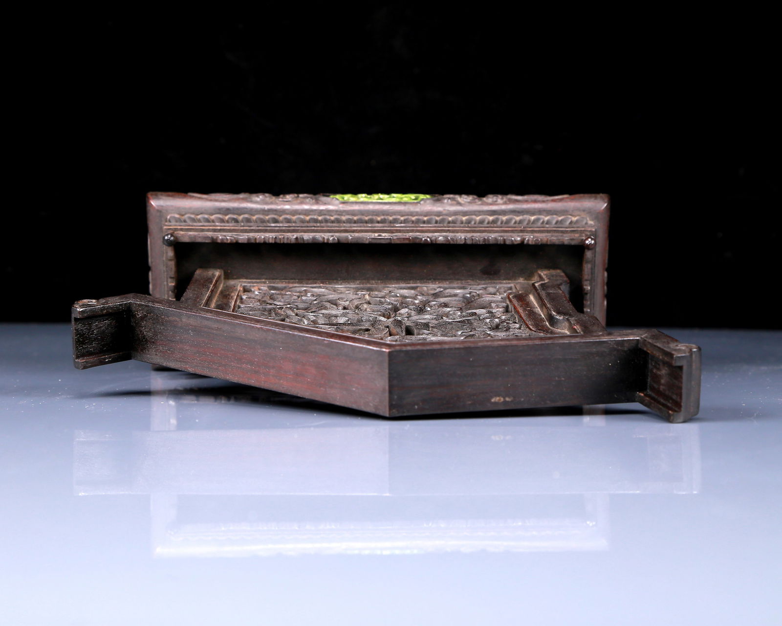 An Exquisite Jasper Painted Gold Dragon Pattern Table Screen - 15