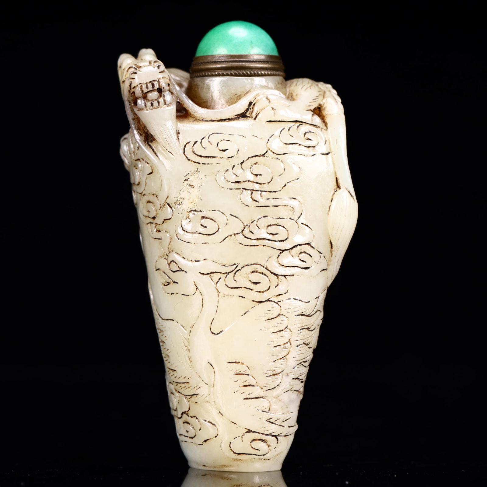An Exquisite White Jade Dragon and Phoenix Pattern Snuff Bottle (1 of 8)