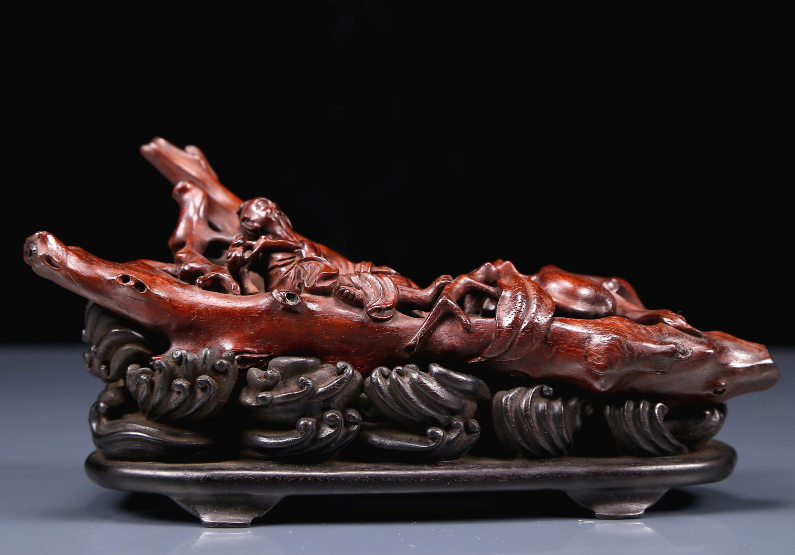 An Exquisite Huanghuali Wood Figure Ornament With Zitanwood Base (1 of 11)