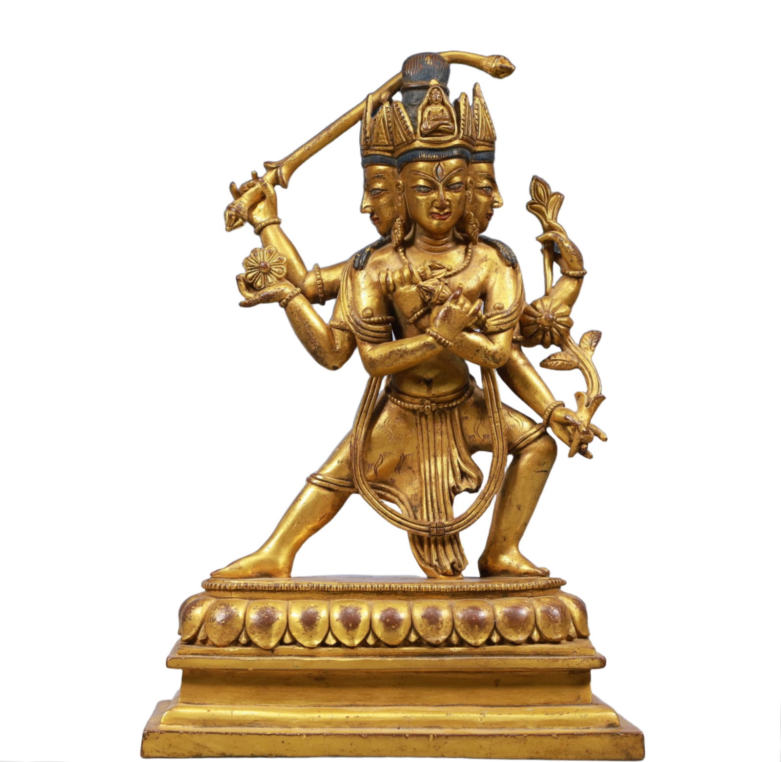 A Solemn Gilt Bronze Statue of Gautama’s Mother, With Inscription: A Solemn Gilt Bronze Statue of Gautama’s Mother, With Inscription, Qing Dynasty, China, Size:7.1inx3inx11in, Weight:3650g 