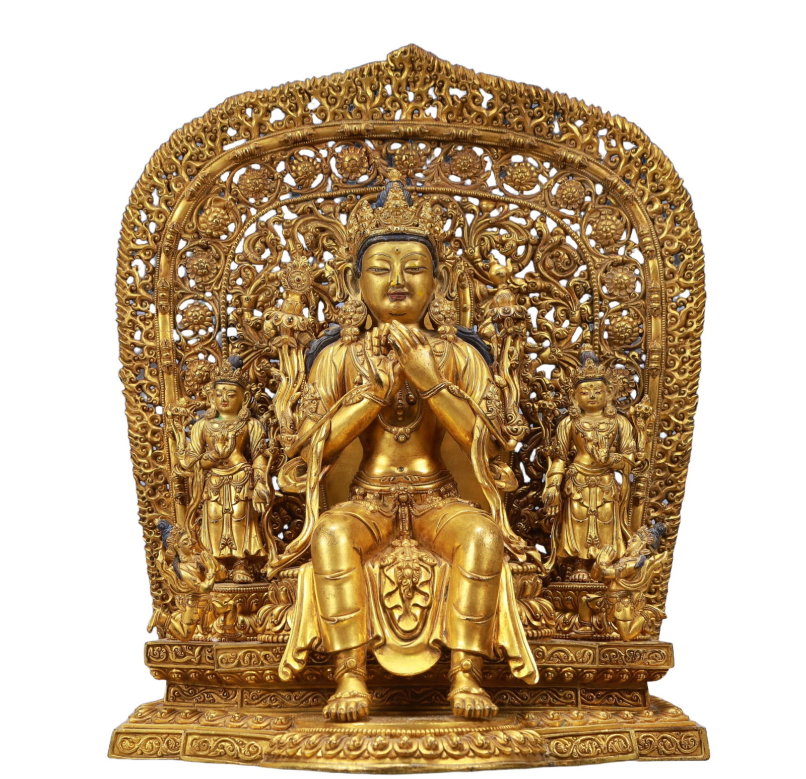 A Solemn Gilt Bronze Statue of Tara: A Solemn Gilt Bronze Statue of Tara,Ming Dynasty, China,Size:11.4inx9.1inx15.7in Weight:11850g 铜鎏金度母像,中国明代