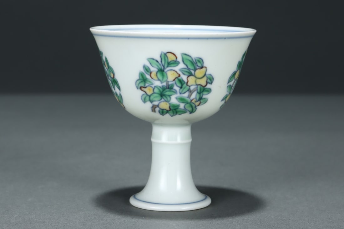 An Exquisite Doucai Fruit Pattern Stem Cup - 2