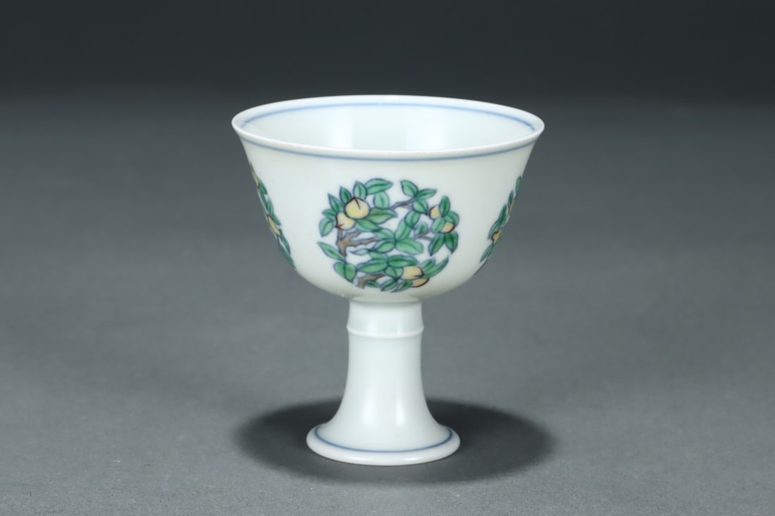An Exquisite Doucai Fruit Pattern Stem Cup - 3