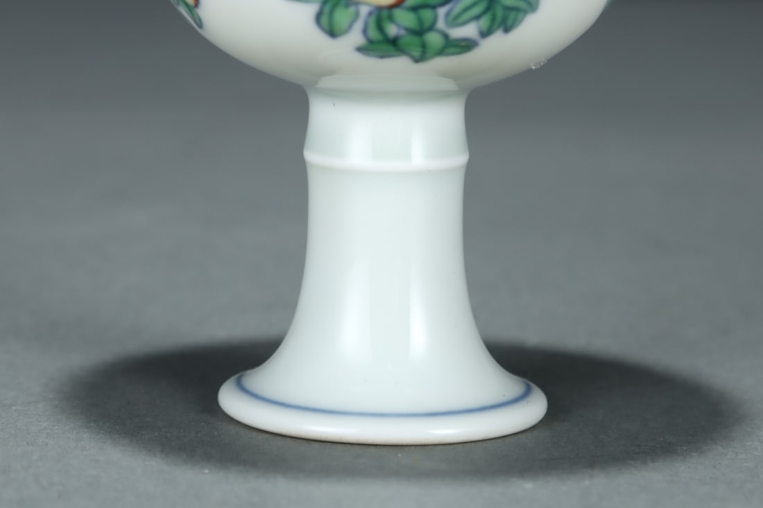 An Exquisite Doucai Fruit Pattern Stem Cup - 6