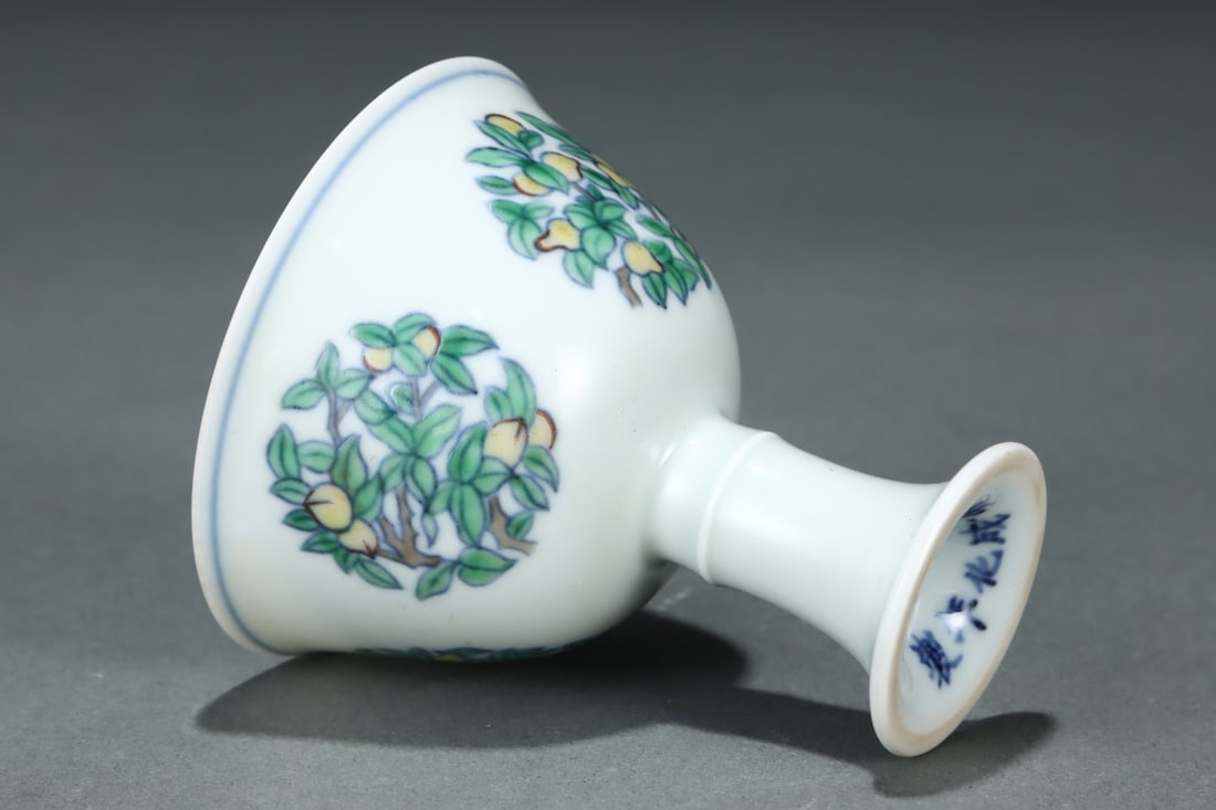 An Exquisite Doucai Fruit Pattern Stem Cup - 8