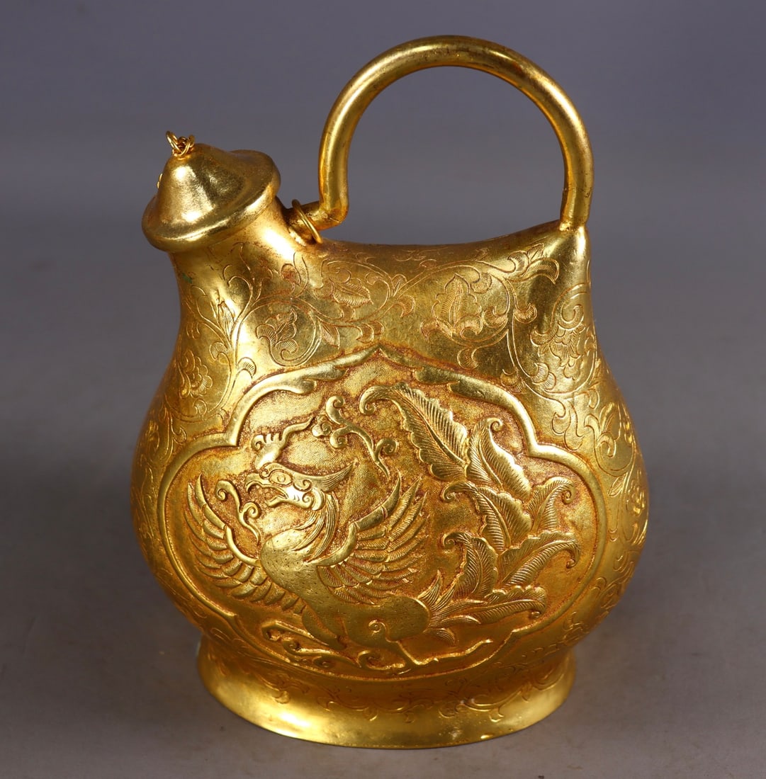 An Exquisite Gilt Bronze Phoenix Pattern Pot - 2