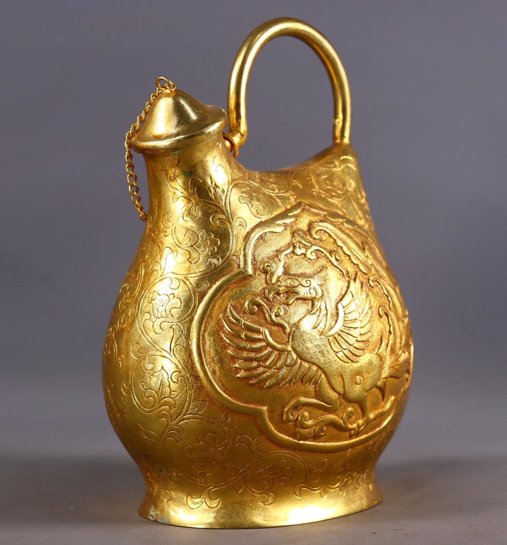 An Exquisite Gilt Bronze Phoenix Pattern Pot - 3