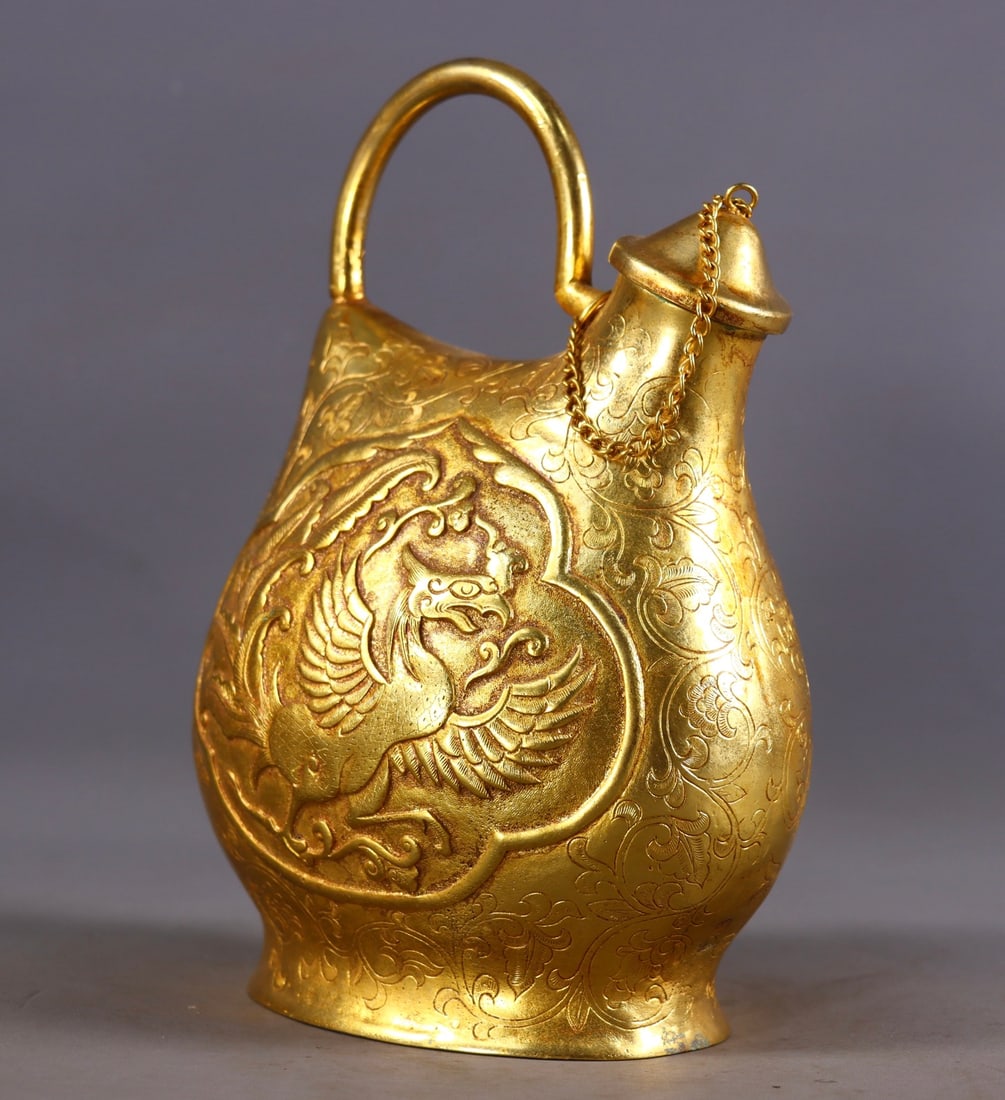 An Exquisite Gilt Bronze Phoenix Pattern Pot - 4