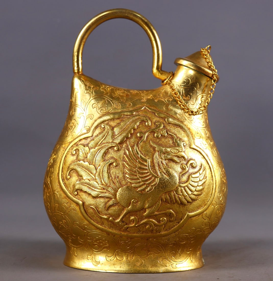 An Exquisite Gilt Bronze Phoenix Pattern Pot - 5