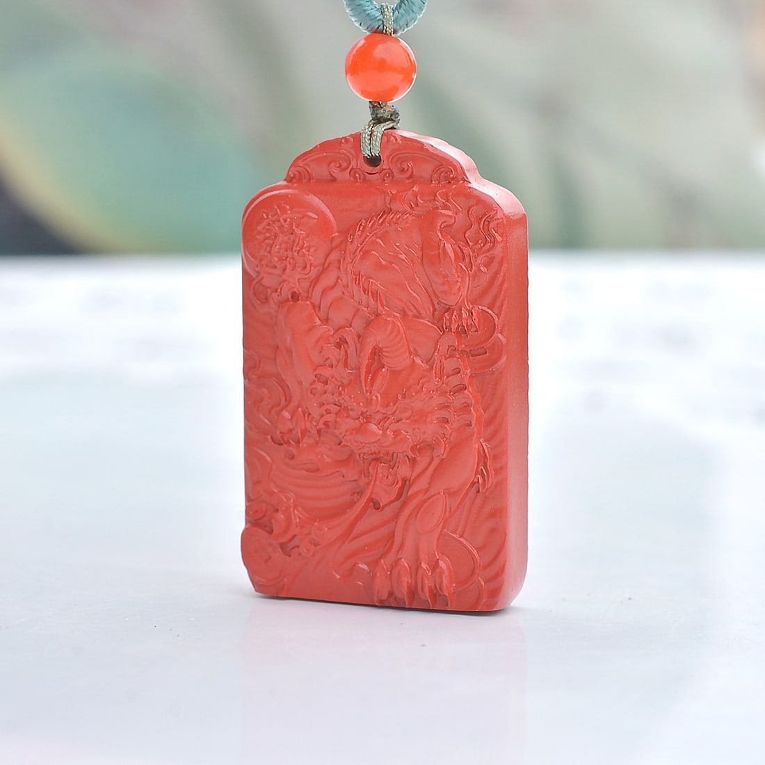 An Exquisite Cinnabar Auspicious Beast Pattern Pendant - 2