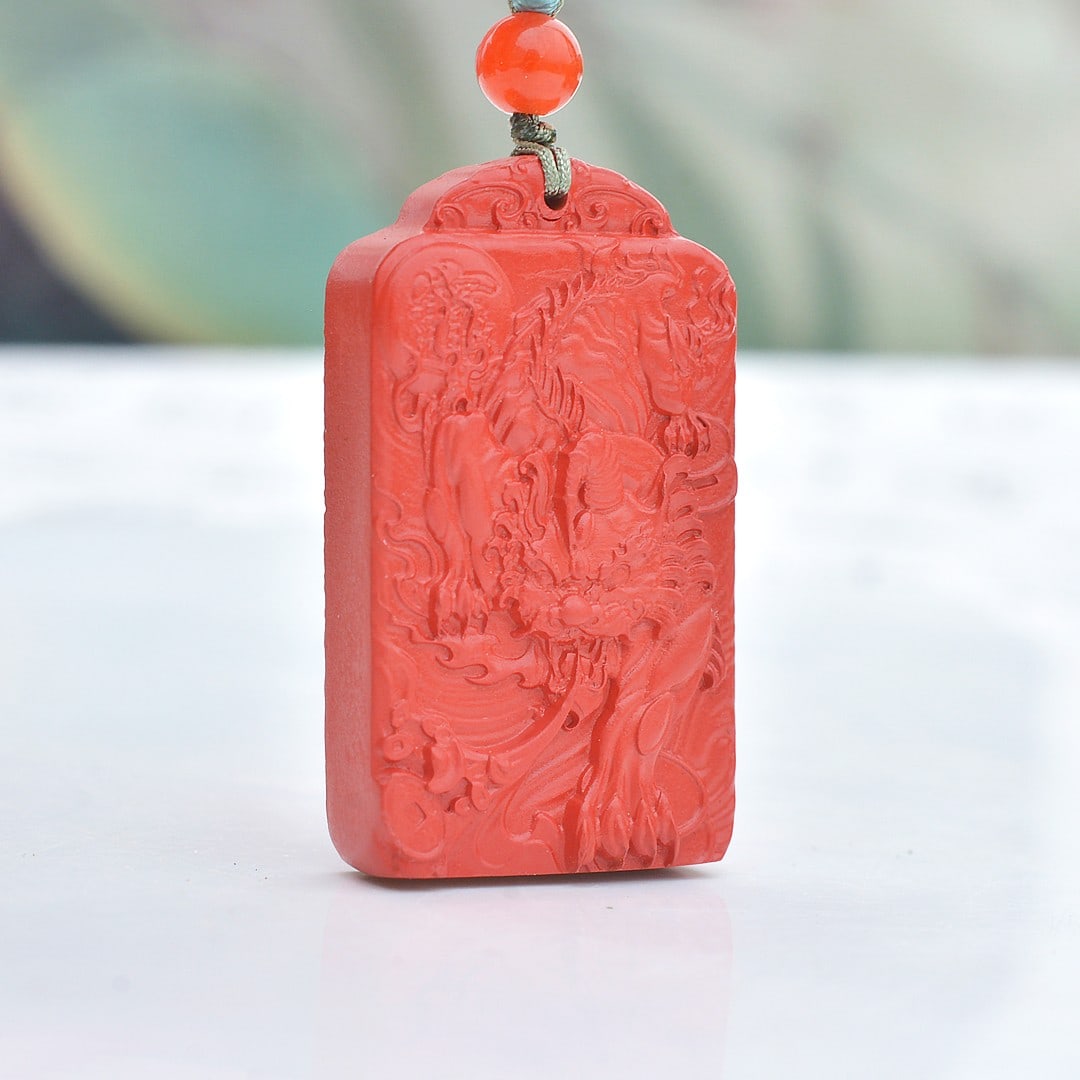 An Exquisite Cinnabar Auspicious Beast Pattern Pendant - 3