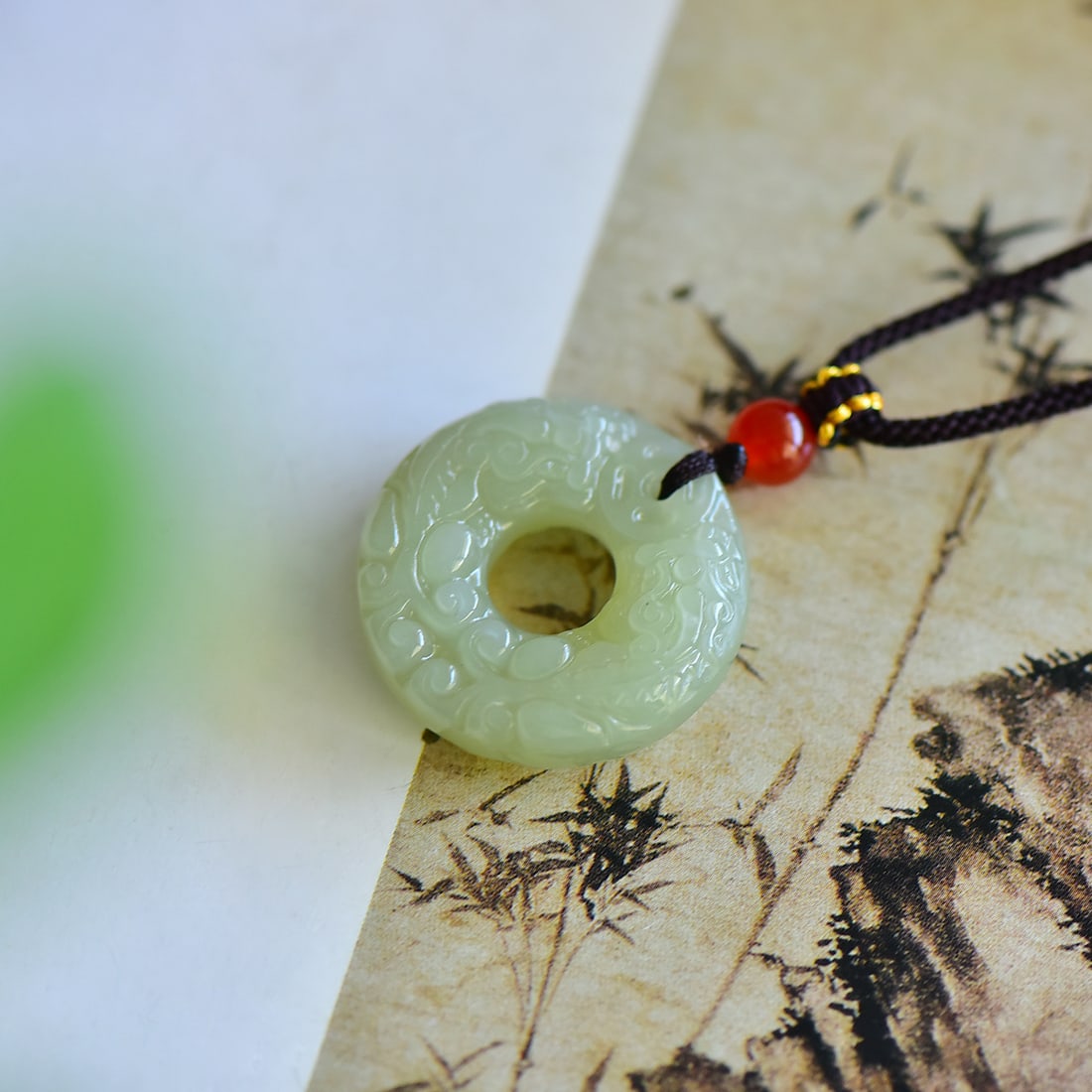 An Exquisite Greenish Jade Auspicious Beast Pattern Pendant: An Exquisite Greenish Jade Auspicious Beast Pattern Pendant,Size:28mmx28mmx8mm 