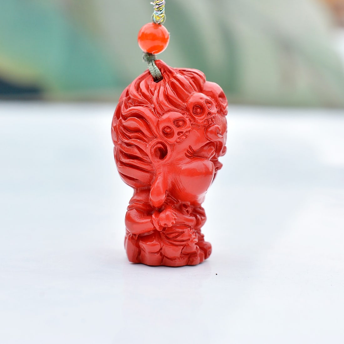 An Exquisite Cinnabar Buddha Pattern Pendant: An Exquisite Cinnabar Buddha Pattern Pendant,Size:17mmx27mm (寓意)吉祥招财喜庆、驱邪避凶、安神明&#